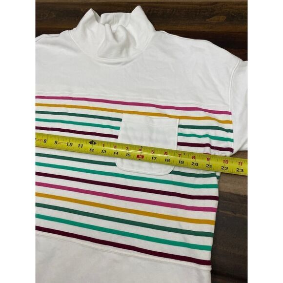 Croft & Barrow Mockneck Sweatshirt Ivory Multicolor Stripes Long Sleeve Size XL - Picture 8 of 8